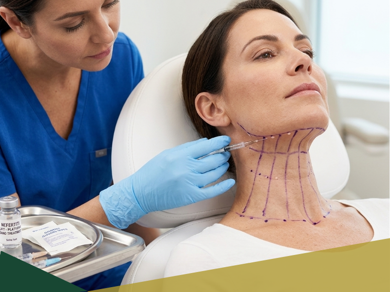 Clinical anatomy mapping of the neck and jawline for Nefertiti Lift at Emerald Aesthetic Dublin